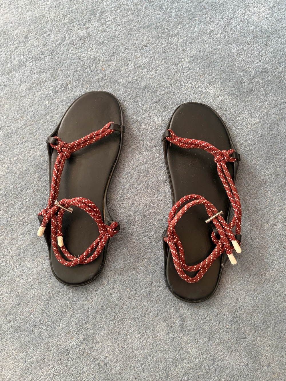 Mango lace up burgundy sandal, size 9